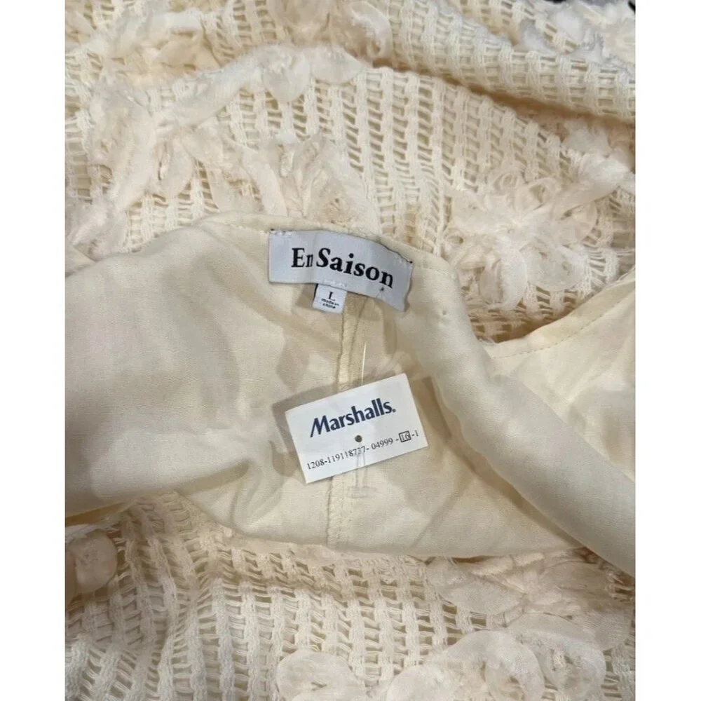 NWT En Saison Reese Floral Appliqué Crochet Ivory Maxi Dress Womens Large - Picture 9 of 14
